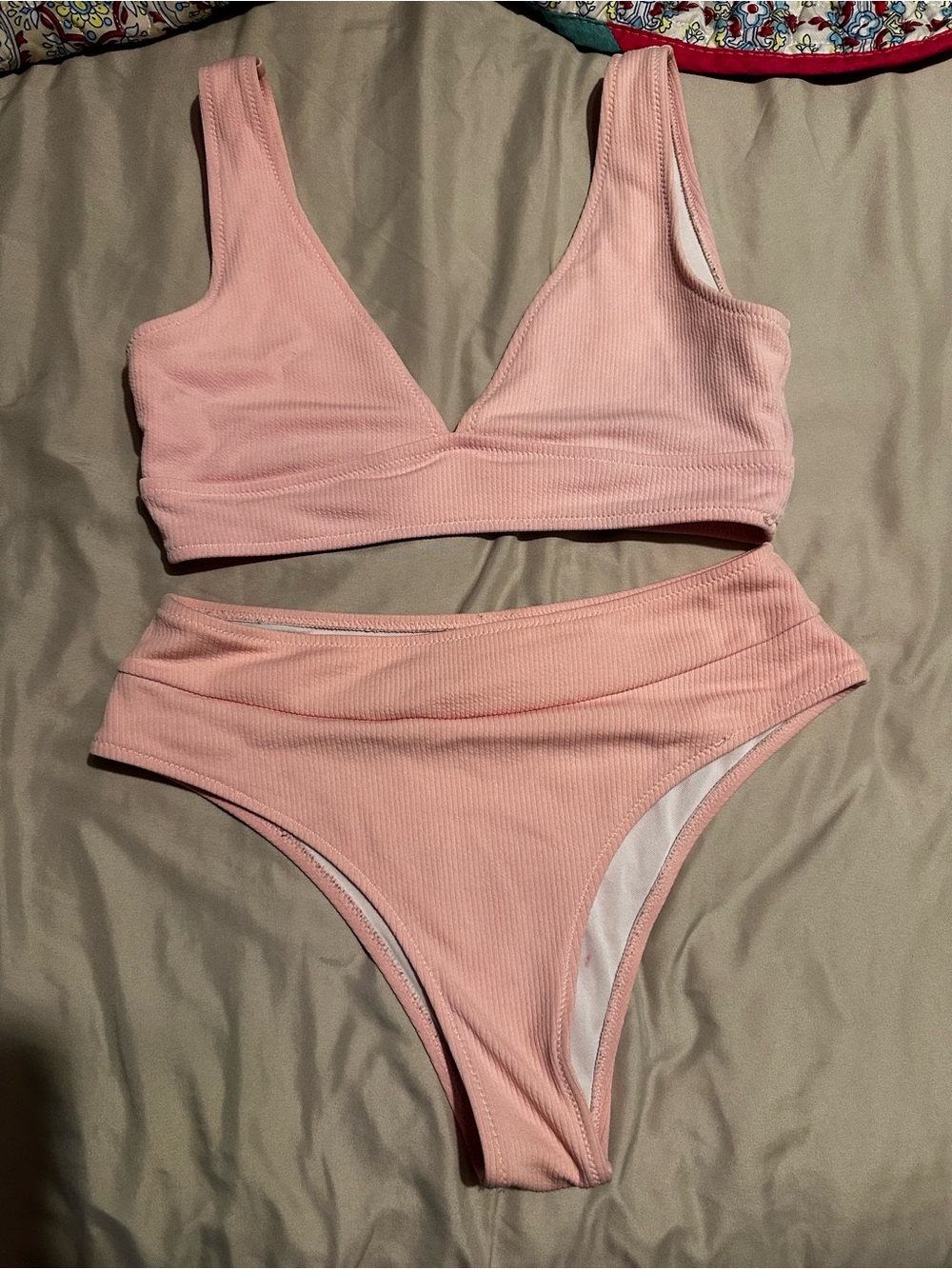 ⭐️ Ribbed Light Pink Top and bottom swim